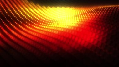 Noktaların 3 boyutlu animasyon hareketi, gradyan altın bokeh dalga desen etkisi yaratıyor. Kusursuz döngülü dijital modern satır arkaplanı. LED Bilim-Kurgu duvarı. 4K fütürist başlık girişi, siber vj döngüsü. 