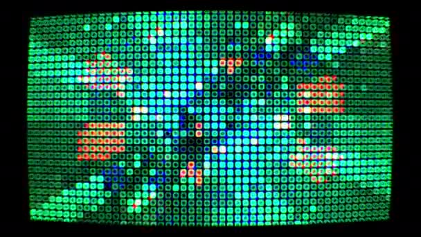 红绿蓝光数字技术网格振动模式无缝环路闪光栅4K三维未来技术光照明墙背景现代闪烁电子运动 — 图库视频影像