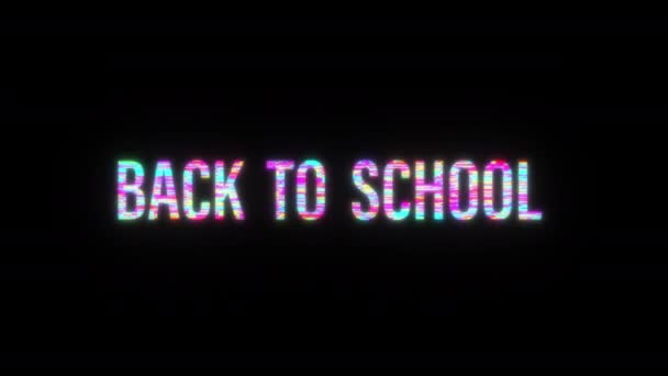 Back School Colorful Text Word Flicker Light Animation Loop Glitch — Stock Video