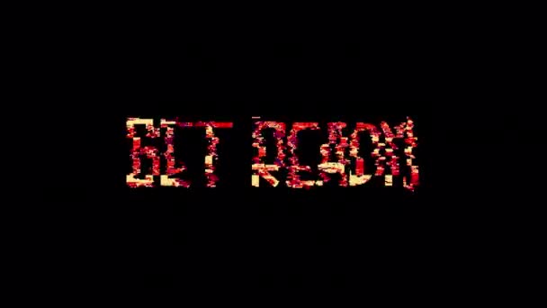 Glitch Word Get Ready Title Illustration Isolated Using Alpha Channel — Stock Video