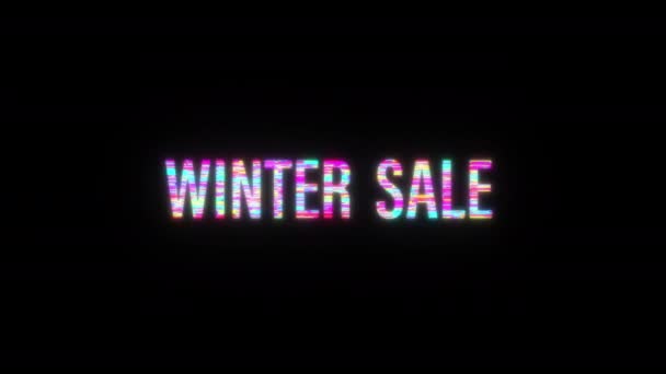 Zimowa Sprzedaż Kolorowe Słowo Tekstowe Migotanie Światło Animacja Pętla Efektem — Wideo stockowe