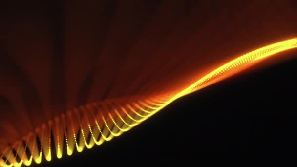 Абстрактная Технология Трехмерного Рендеринга Золотыми Оранжевыми Точками Цифровой Волны Бесшовная — стоковое видео