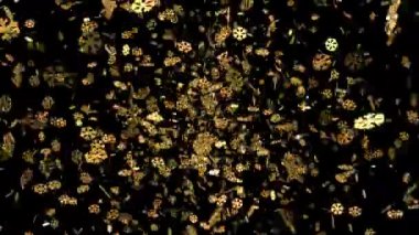 Altın renkli kar taneleri, 2022 altın renkli video kartı içeriyor. Kış tatili animasyonu, 4K 3D bayram festivali animasyonu. 