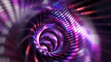Soyut örgü renkli parlak fütüristik uçan çizgiler hareket ediyor ve tüneldeki ışık dijital efektini aydınlatıyor. Fütürist neon arka plan, morötesi ışıldayan çizgiler, lazer ışınları, ışık hızı. 4K 3D 
