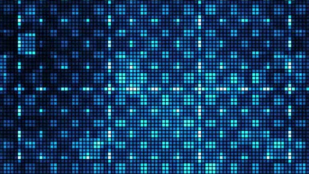 3D渲染摘要数字技术蓝格线扭曲马赛克瓷砖图形环路运动 闪烁的电线与闪烁的小闪烁的闪光平方 高科技的未来背景 — 图库视频影像