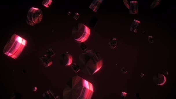 Ilustrace Záře Šestiúhelníky Létání Virtuálním Prostoru Tmavém Pozadí Seamless Loop — Stock video