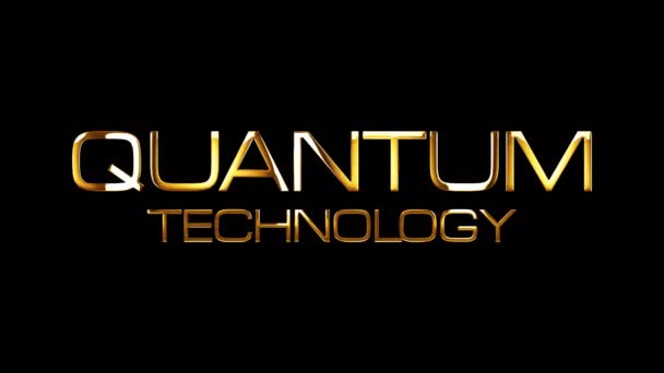 Quantum Technology Zlatý Text Banner Smyčka Animace Izolované Slovo Pomocí — Stock video