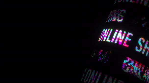 Achat Ligne Mot Texte Coloré Scintillement Lumière Animation Boucle Tube — Video