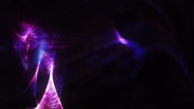 4K Soyut Geometri Pembe, mavi, koyu renk, dinamik, ağ dalgası siyah arkaplanda hareketsiz bir döngü oluşturur. Parlayan çizgiler soyut örgüler halinde dönüyor. Gelecekçi Bilim Kurgu Döngüsü İş