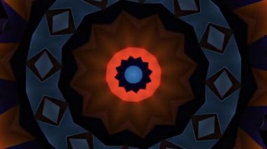 4k Soyut Mandala Döngüsü. Soyut, parlak ve kıvrımlı bir mandala ya da Kelt düğümünün animasyonu. Siber uzay soyutlaması organik hareket. Soyut kaleydoskop süsleme desen hareketi.