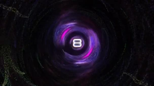 Cuenta Atrás Segundos Con Animación Túnel Azul Púrpura Luz Futurista — Vídeos de Stock
