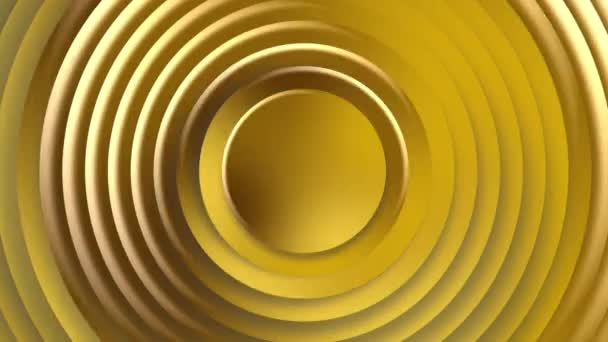 金の円に金の長方形の旋回の抽象的なシームレスなループパターンが回転します 金属リングのアニメーションを光る ビジネスプレゼンテーションの要旨背景 シームレスループ4K 3Dレンダリング — ストック動画