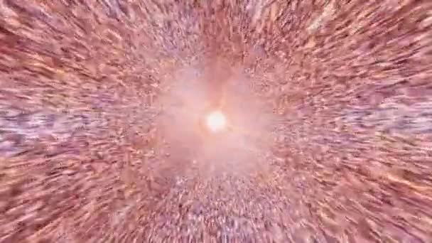 Flying Star Fields Many Particles Hyper Space Warp Tunnel Center — Stock Video