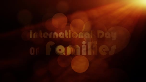 Día Internacional Las Familias Título Cinematográfico Abstracto Bucle Introducción Ilustración — Vídeo de stock