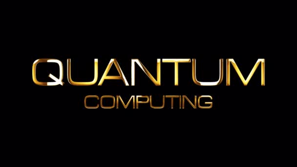 Quantum Computing Cinematic Trailer Title Quantum Computing Golden Text Black — Αρχείο Βίντεο