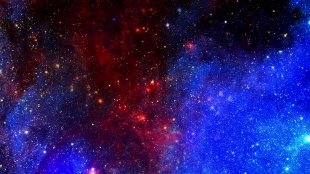 Parlak Turuncu Mavi Nebulaya Doğru Uzayda Uzay Keşfi — Stok video