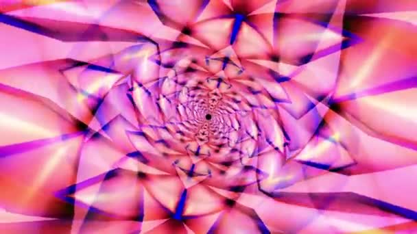 Abstracto Colorido Polígono Azul Rosado Wave Vortex Bucle Gráfico Movimiento — Vídeos de Stock