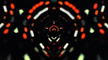 Soyut açık yeşil turuncu neon parlak hipnotik ışınlar ve çizgiler yıldız şekli şekilleri oluşturur ve patlar. 4K 3D kusursuz döngü Soyut yaratıcı kaleydoskop parlak patlamalı neon ışık VJ döngü arkaplan