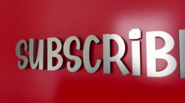 Kırmızı arka plan 4K SUBSCRIBE konsept üzerinde animasyon efekti içeren 3 boyutlu krom metin kelimesi giriş için kelime efekti, başlık pankartı. Renkli Retro Oyun