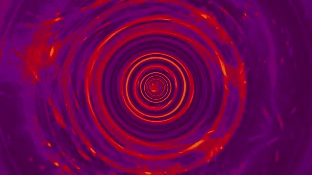 隧道背景下的多色螺旋涡光中的运动图形环红紫色的迷幻扭曲 4K环图案色彩斑斓的圆形条纹旋涡催眠旋转抽象艺术效果 — 图库视频影像