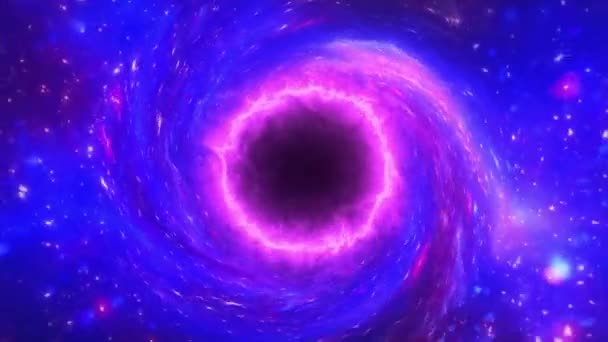 アブストラクト黒紫色のエネルギーブラックホールの回転アニメーション 3D光る燃焼エネルギー炎ボルテックスクラウドシネマティック Sf宇宙回転ワームホールトンネル — ストック動画