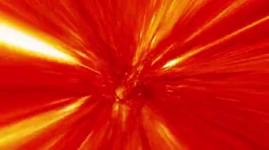 Soyut ışıltı sarı enerji warp hiperuzay tüneli zaman ve uzay animasyonu. 4K 3D döngü bilim-kurgu yıldızlararası yolculuk hiperuzay girdap tünelinde solucan deliğinde. Soyut ışınlanma hızı