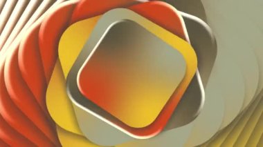 Sarı turuncu dikdörtgen kıvrımlı, soyut, dikişsiz döngü şekli. Parlayan metal halkalar animasyonu. İş için soyut arkaplan