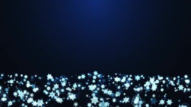 Kusursuz döngü statik kar taneleri, mesajınız için kopyalama alanı ile birlikte hareket ediyor. Soyut 3D parlak kar taneleri olan hafif bir Noel arkaplanı. 4K 'da güzel yeni yıl unvanı..