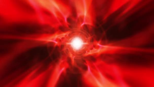 Абстрактный Красный Туннель Гиперпространственной Энергии Через Временной Вихрь Космическое Путешествие — стоковое видео