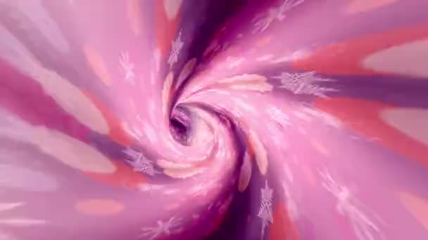 Bucle Abstracto Rosa Copos Nieve Túnel Rotación Animación Art Bucle — Vídeos de Stock