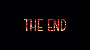 4K Glitch word of the END başlık 3D Illustration using alfa channel Quick time Pro res 4444 encode.red shine lighting of glitch the EnD animation concept on black Creative background