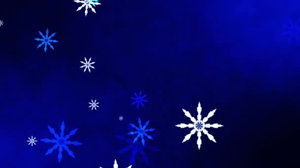 Безшовна Петля Статичний Мерехтіння Білих Сніжинок Рух Абстрактний Темно Синьому — стокове відео