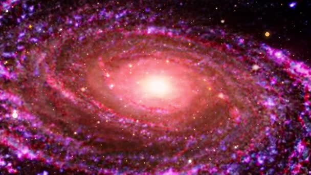 Ruimtereis Reis Door Grunge Start Veld Roze Spiraalstelsel Constellatie Hydra — Stockvideo