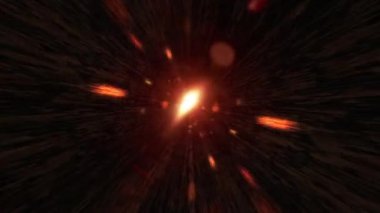 Soyut Vj döngü uzay merkezi ışık patlaması ile kırmızı sarı ışık patlaması enerji ışık efekti tüneli karanlıkta. 4K 3D dikişsiz döngü sihirli ışık tüneli animasyon arka planına uçar. Bilgisayar oluşturuldu