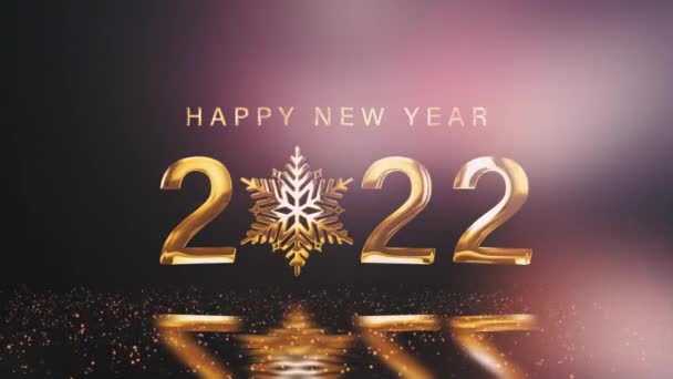 Loop Happy New Year 2022 Golden Text Gold Glittering Particles — Stock Video