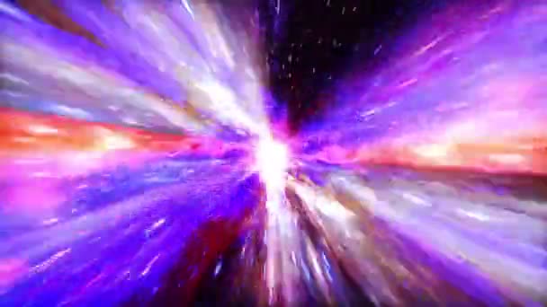 Rose Violet Bleu hyperespace vitesse de la lumière vol de distorsion spatiale à travers le tunnel de vortex de l'espace-temps. Résumé vortex d'énergie fluide rose-rouge vif et violet. 4K 3D Loop Sci-Fi interstellaire espace Voyage concept d'arrière-plan.
