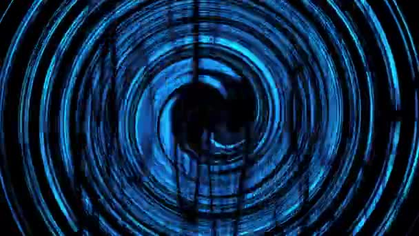 Abstract Motion Graphic Loop Blue Grunge Digital Psychedelic Twisting Tunnel — Vídeo de Stock