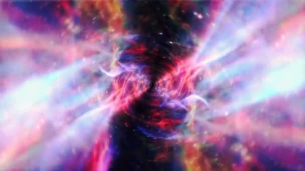 Mavi Turuncu Renkli Hiperuzay Tünel Animasyonuna Soyut Uçuş Fırtına Bulutu — Stok video
