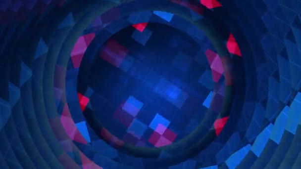 Abstrato Hipnótico Loop Sem Costura Turbilhão Grade Digital Azul Vermelho — Vídeo de Stock