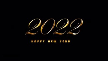 Mutlu yıllar 2022 parlak altın metin ışık saçan animasyon siyah üzerinde. 4K 3D kusursuz döngü tipografi tasarımı. efekt alfa kanalı quicktime prores 444 dikişsiz döngü ile izole edildi.
