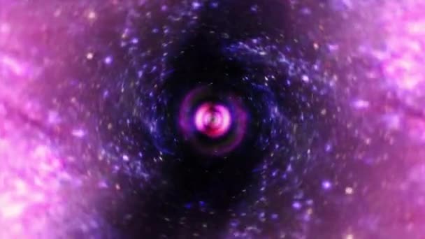 Абстрактный Межзвездный Полет Прыжок Времени Светящемся Розовом Гиперпространственном Туннеле Бесшовный — стоковое видео