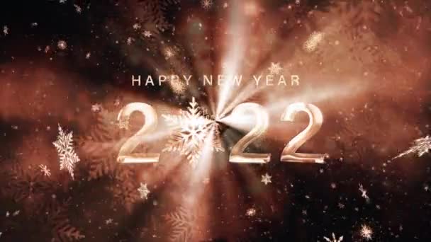 Анотація Новим 2022 Роком Золоті Блискучі Сніжинки Боке Пастель Падає — стокове відео