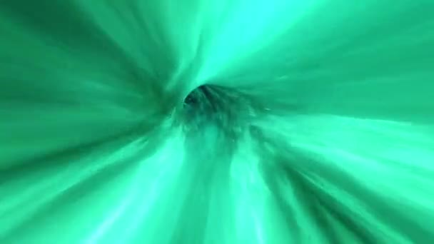 뚜렷하게 어두운 녹색나선 형으로 빛나는 하이퍼 스페이스 운동을 터널에서 미래학적 — 비디오