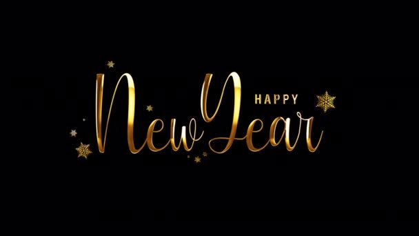 Felice Anno Nuovo Testo Oro Banner Loop Animazione Parola Isolata — Video Stock