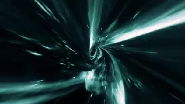 Abstracte Lichtgroene Hyperruimte Warptunnel Door Tijd Ruimte Animatie Loop Sci — Stockvideo