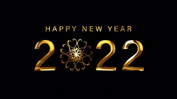 Happy New Year 2022 Golden Text Snowflakes Banner Loop Animation — Stock Video