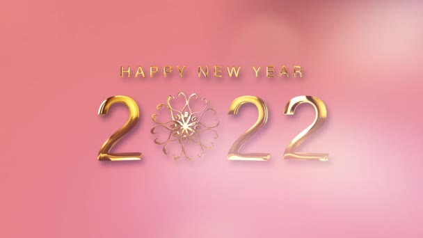 Happy New Year 2022 Bright Golden Text Snowflakes Looping Light — Stock Video