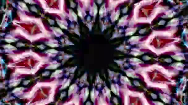 Abstract Glowing Colorful Neon Light Flicker Kaleidoscope Wave Symmetrical Motion — Stock Video