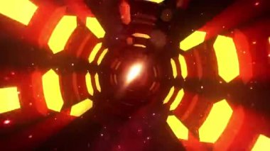 Soyut uçan dijital warp patlama hareketi ve tünelde parlak sarı matris ışığı fütüristik etkisi. Fütürist neon arka plan, morötesi ışıldayan çizgiler, lazer ışınları, ışık hızı. 4K 3D 