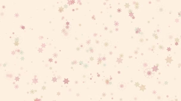 Abstract Pastel Snowflakes Swirl Falling Background Looped Pastel Dreamy Color — Stockvideo